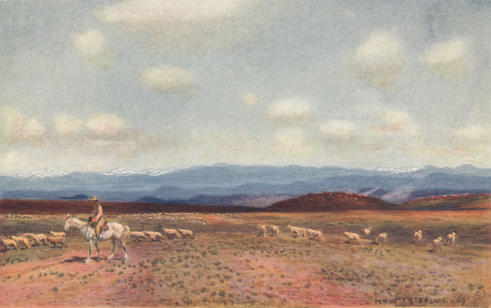 Mount Kosciuszko; Bobundara Road by Percy Spence. Australia 1910 old print